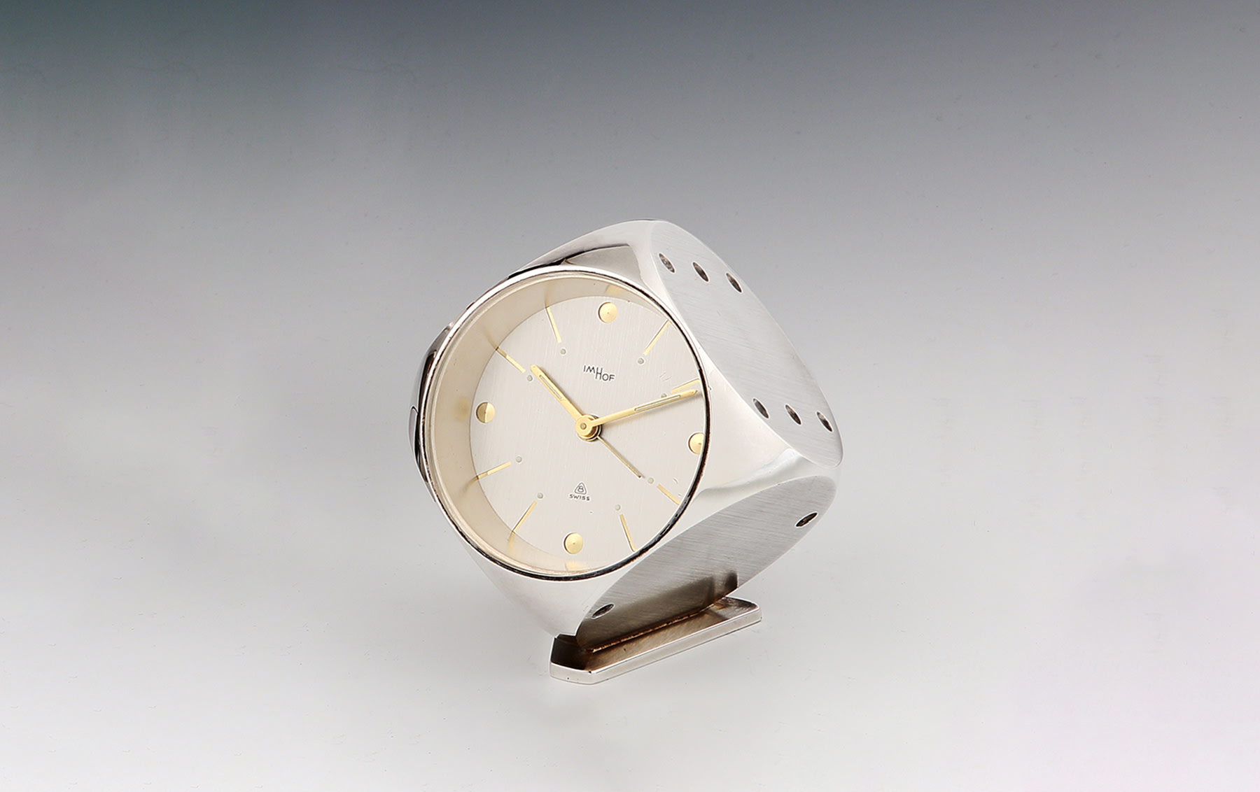 Silvered-Bronzed Dice Desk Clock, c. 1950s