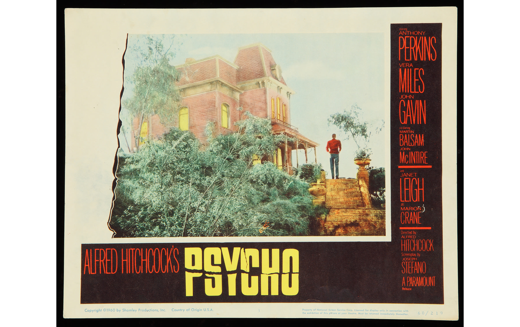 “Psycho” Lobby Card, 1960