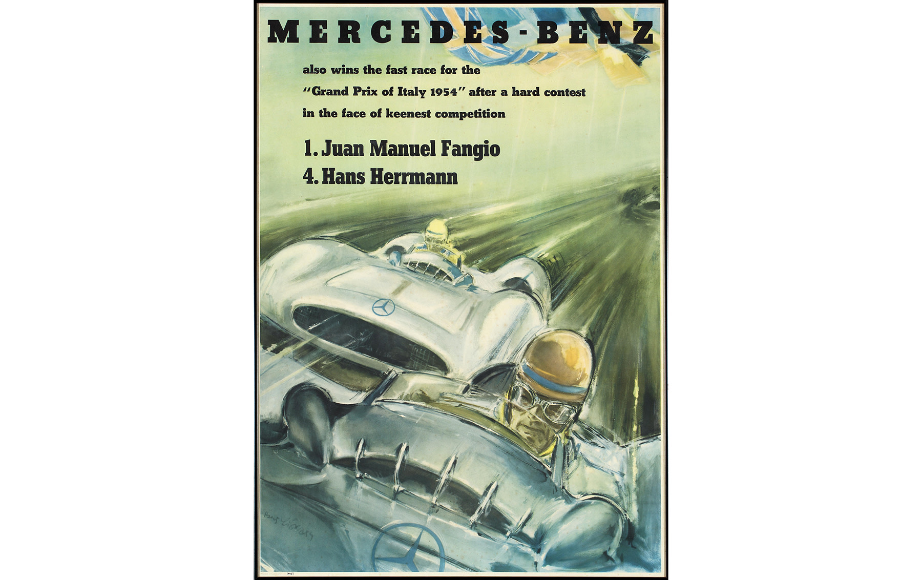 Mercedes-Benz Grand Prix of Italy Poster, by Hans Liska, 1954