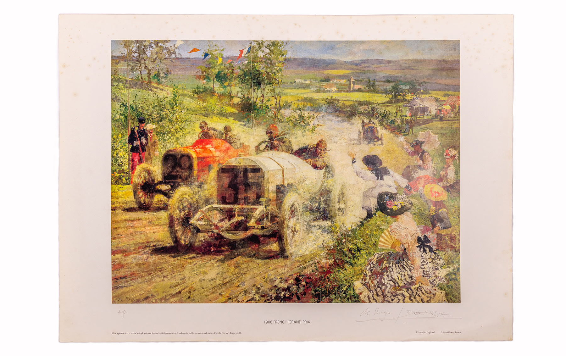 1908 French Grand Prix and 1912 Renault Lithographs, by Dexter Brown, 1993