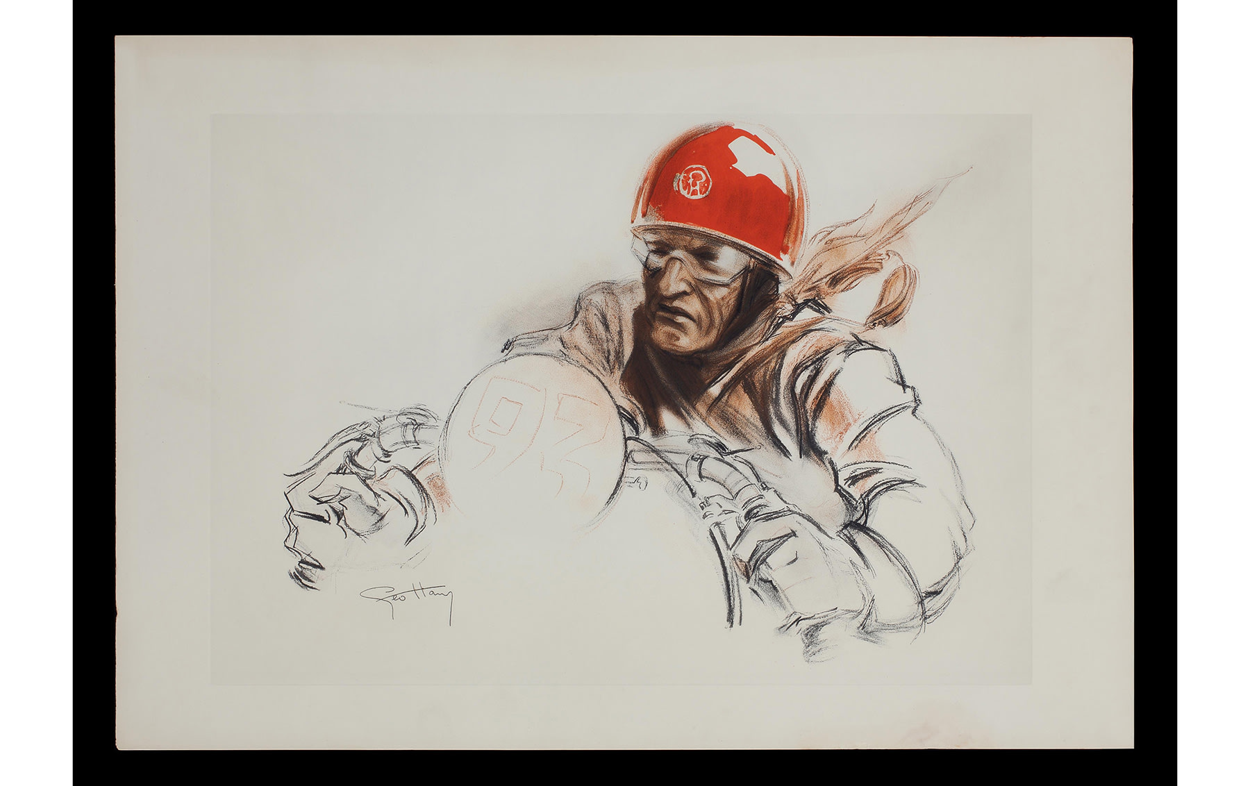 Pair of Motorcycle Lithographs, by Géo Ham, 1930s
