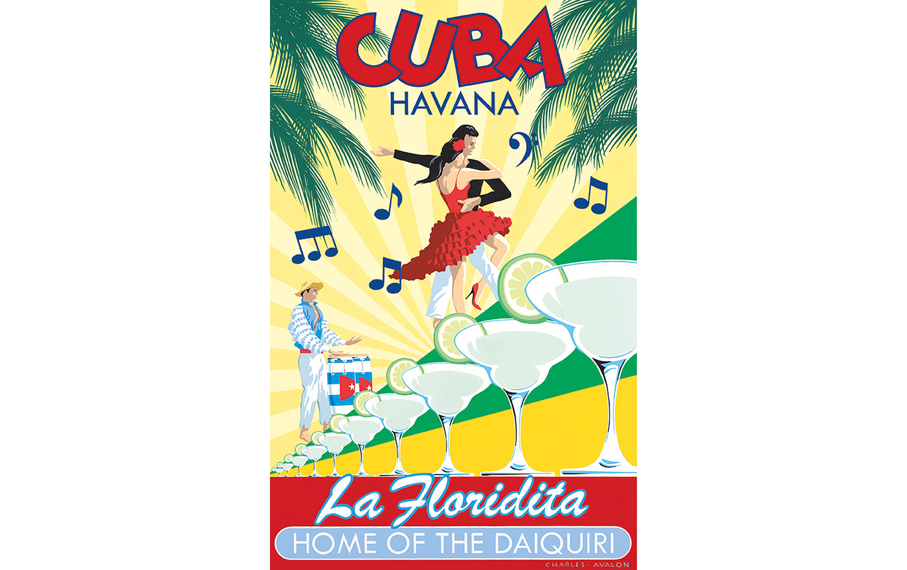 La Floridita – Cuba, Original Gouache on Artboard, by Charles Avalon