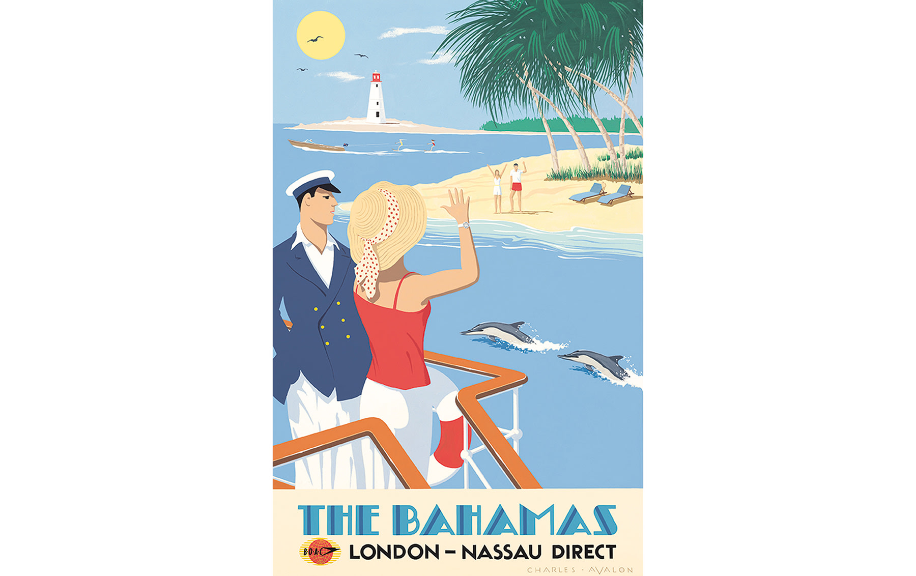 The Bahamas – B.O.A.C., Original Gouache on Artboard, by Charles Avalon