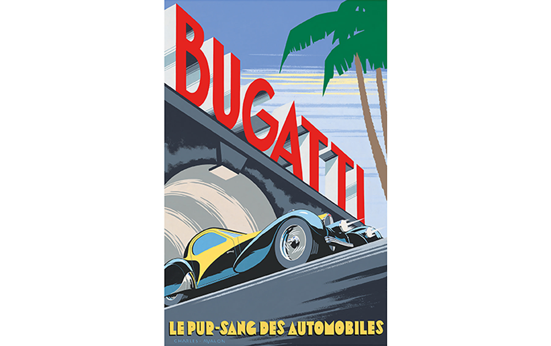 Bugatti Type 57 Atalante, Original Gouache on Artboard, by Charles Avalon
