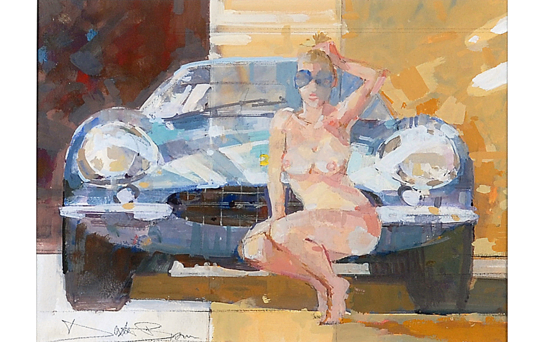 Superfast – Nude with 275 GTB Ferrari, Acrylic on Board by Dexter Brown, 2008 