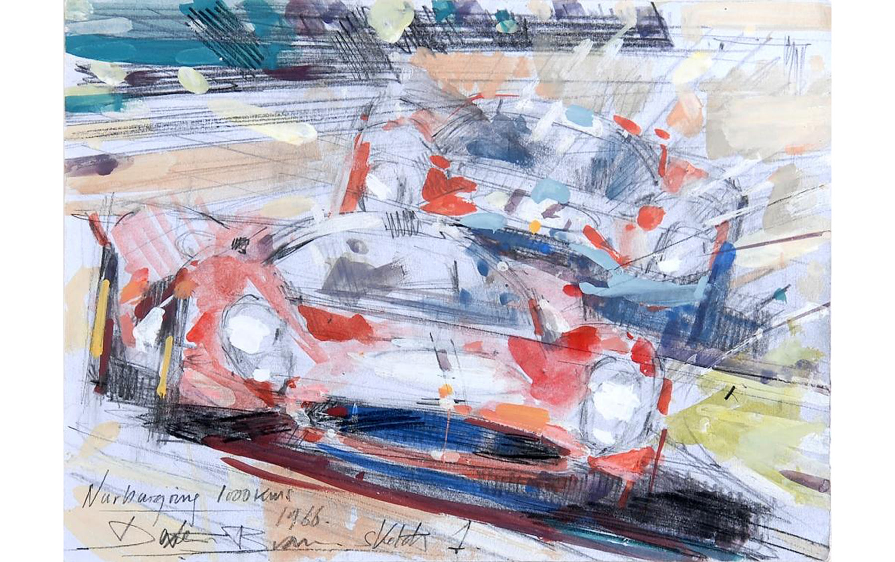 Superfast – Ferrari 330/P3, John Surtees, Nürburgring 1966, Study #1, Acrylic on Board by Dexter Brown, 2008