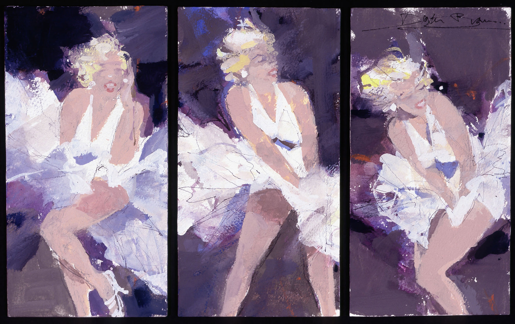Marilyn – Blow Up, Study #1, Gouache on Board by Dexter Brown, 2009