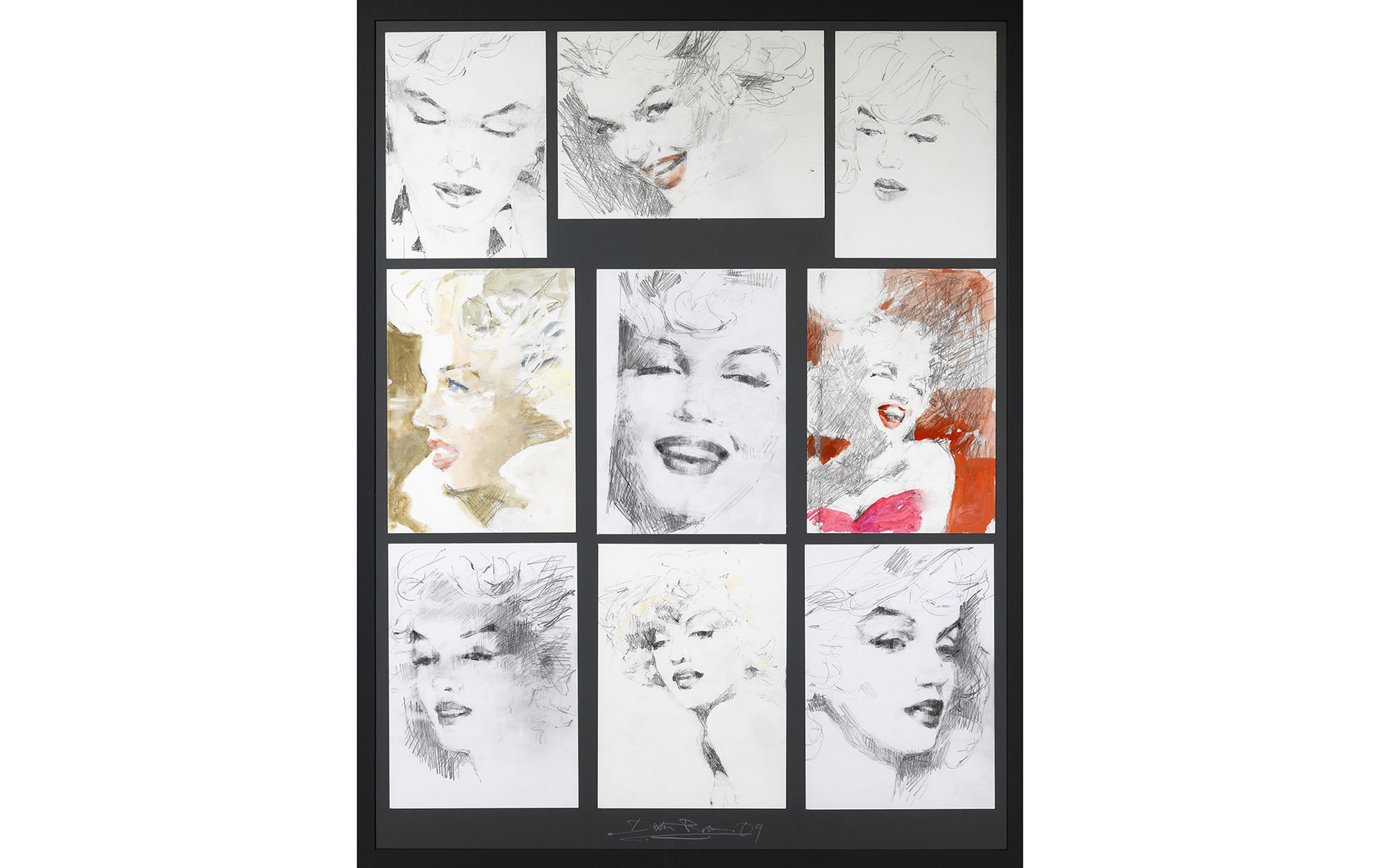 Nine Faces of Marilyn, Gouache on Board by Dexter Brown, 2009