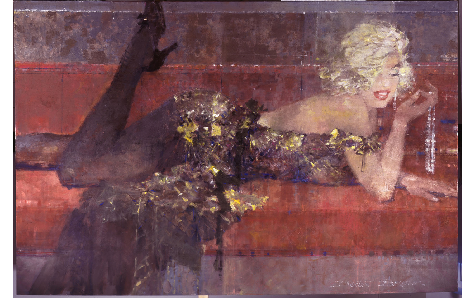 Marilyn – Arrangement on a Sofa, Huge Oil on Canvas by Dexter Brown, 2009