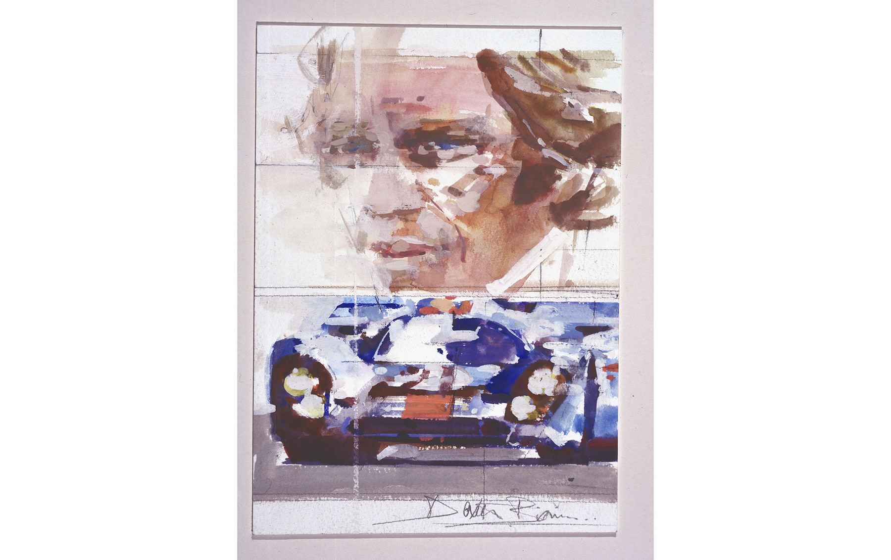 Steve McQueen – The Day of the Champion – Study #1, Gouache on Board by Dexter Brown, 2009