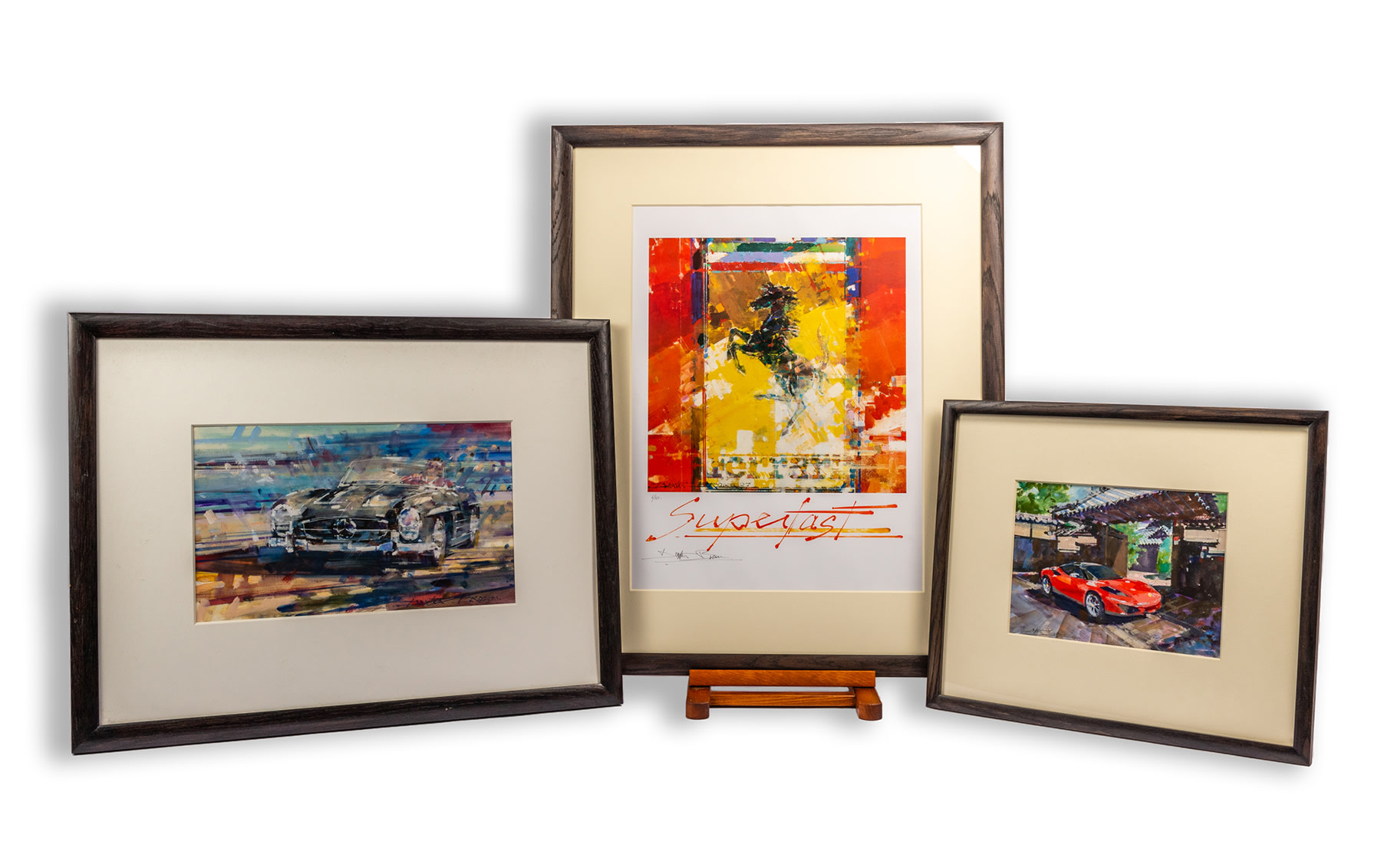 Cavallino Rampante Lithograph, Ferrari Painting, and Mercedes-Benz Artwork by Dexter Brown