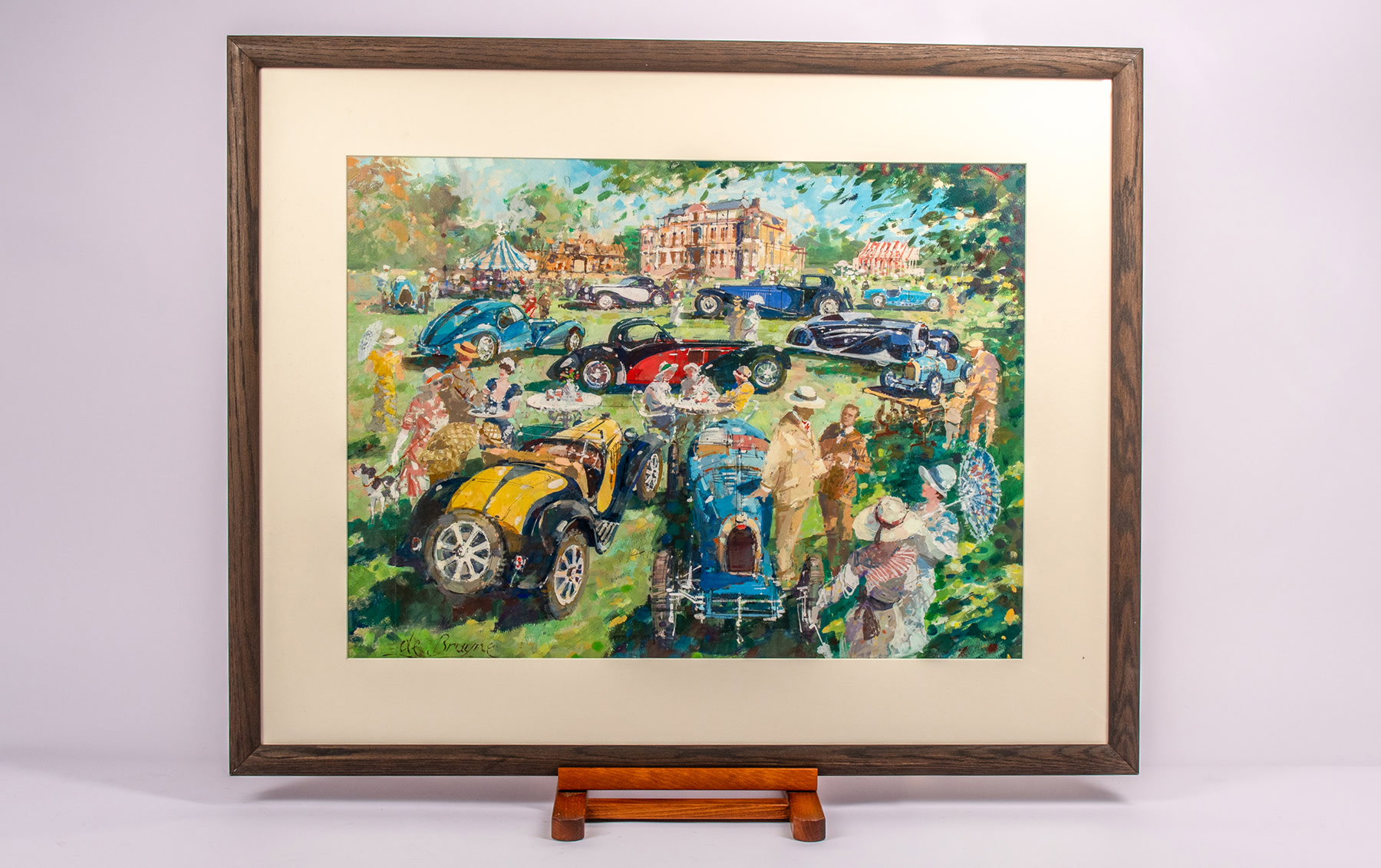 Bugatti – Reunion at Molsheim, Acrylic on Board by de Bruyne (Dexter Brown)