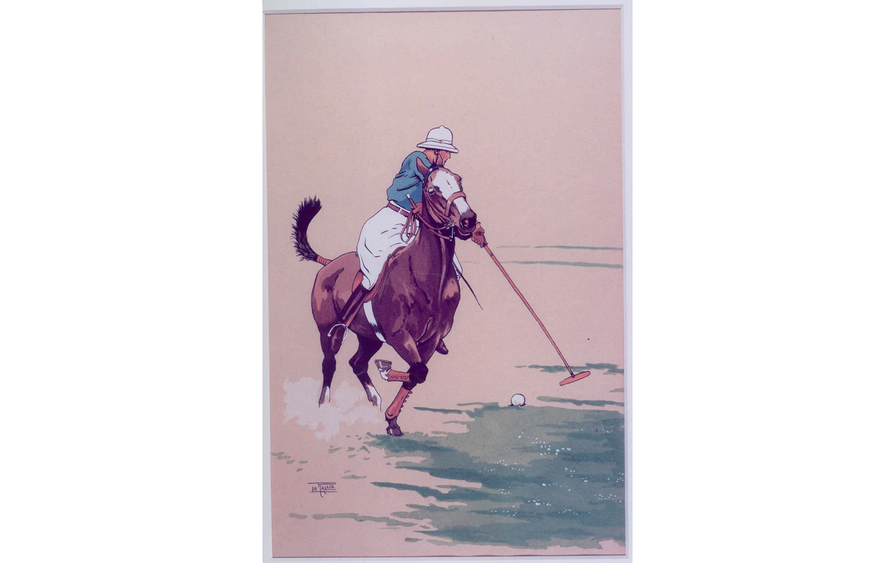 Pair of Lithographs Depicting Polo Players, Artwork by Le Rallic, 1920