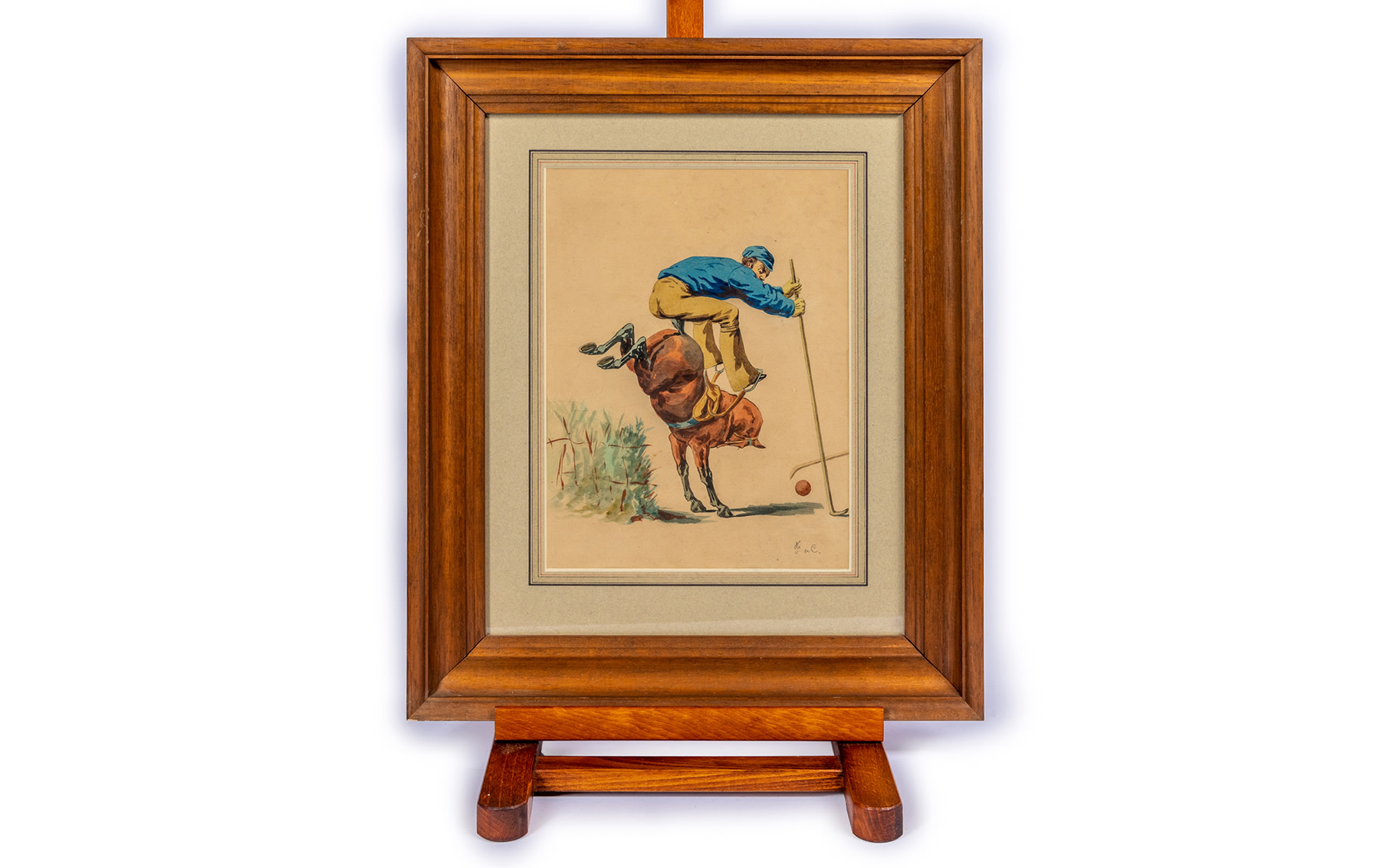 Set of Five Original Watercolors Depicting Polo Scenes, by Charles de Condamy, c. 1880