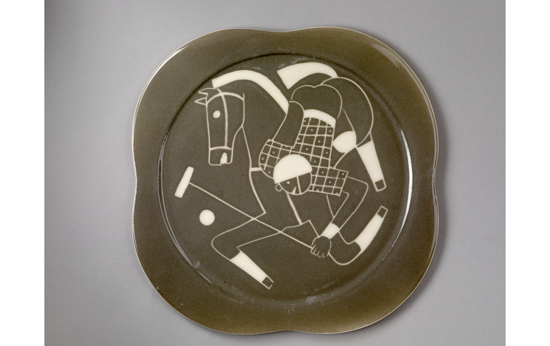 Set of 12 Ceramic Art Deco Plates Depicting Polo Players, by Waylande Gregory, 1930s