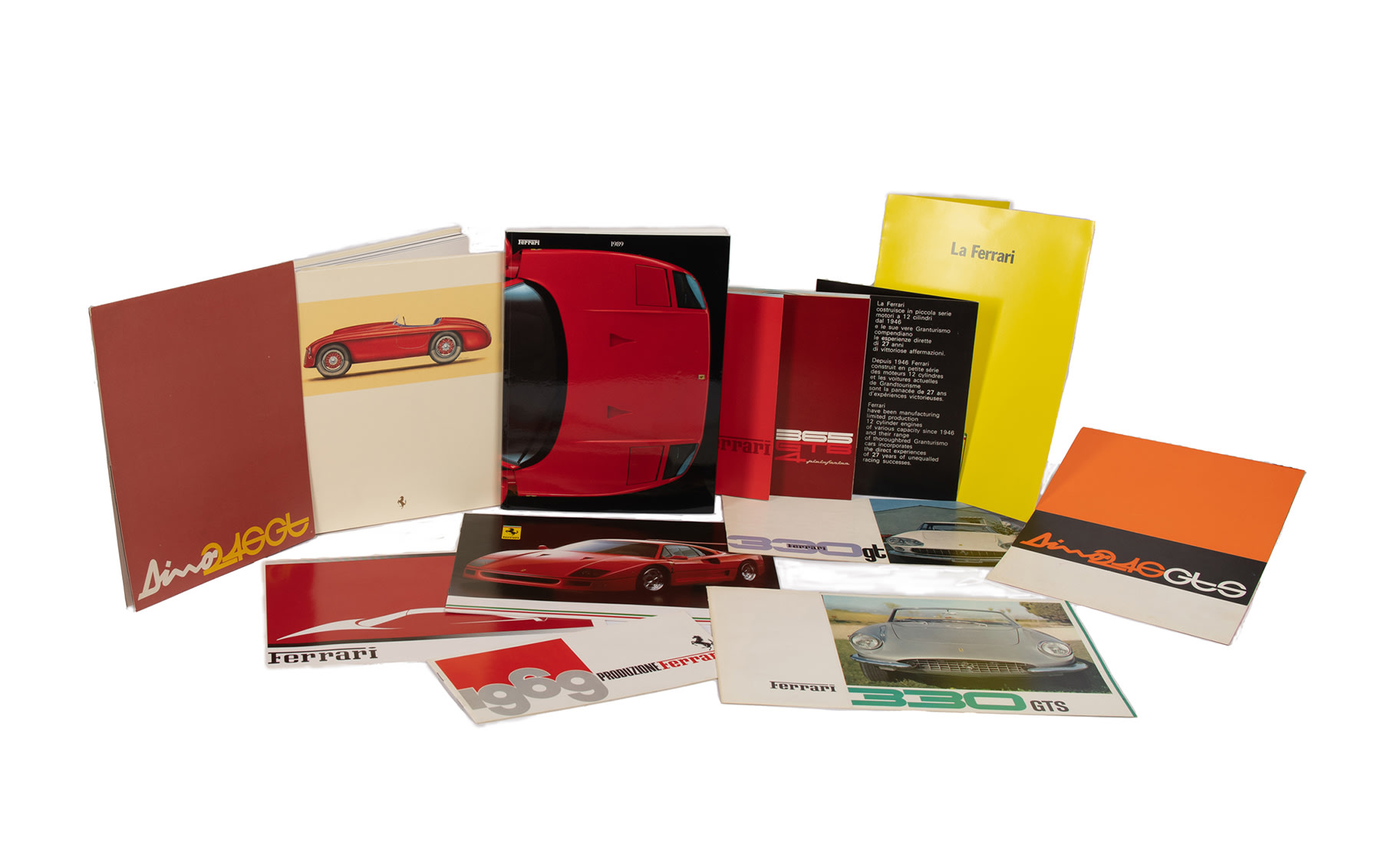Assorted Ferrari Literature, Sales Material, and Instruction Manuals