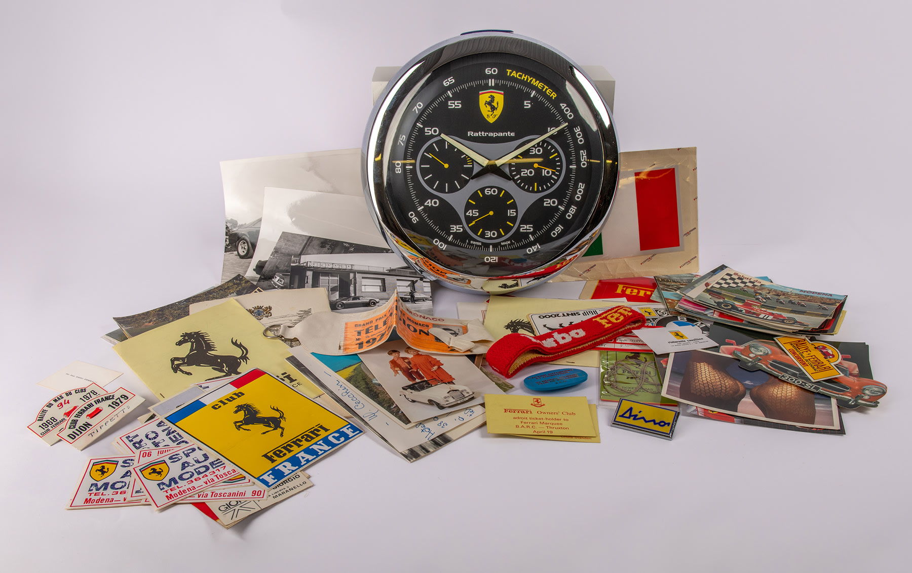 Selection of Ferrari Badges, Stickers, and Assorted Automobilia 