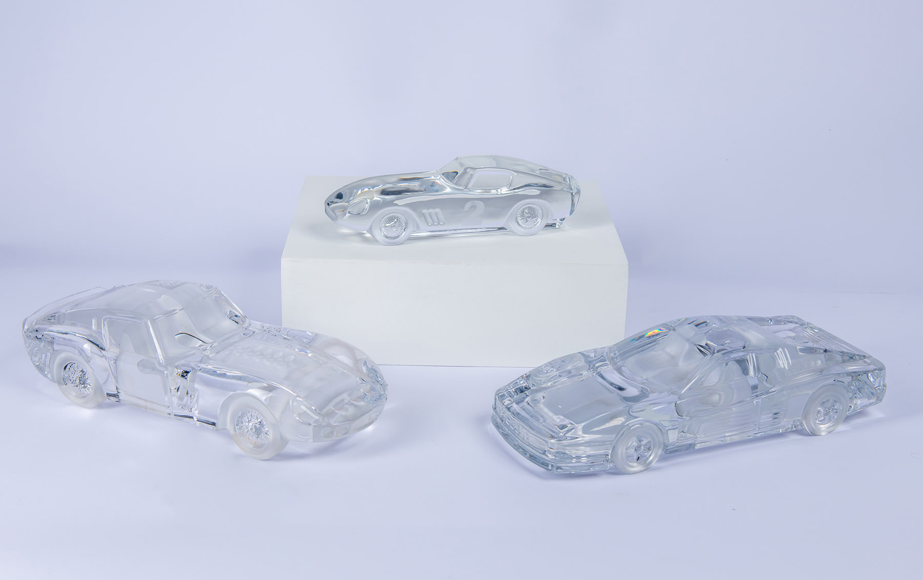 Glass Ferrari 250 GTO and Testarossa Models 