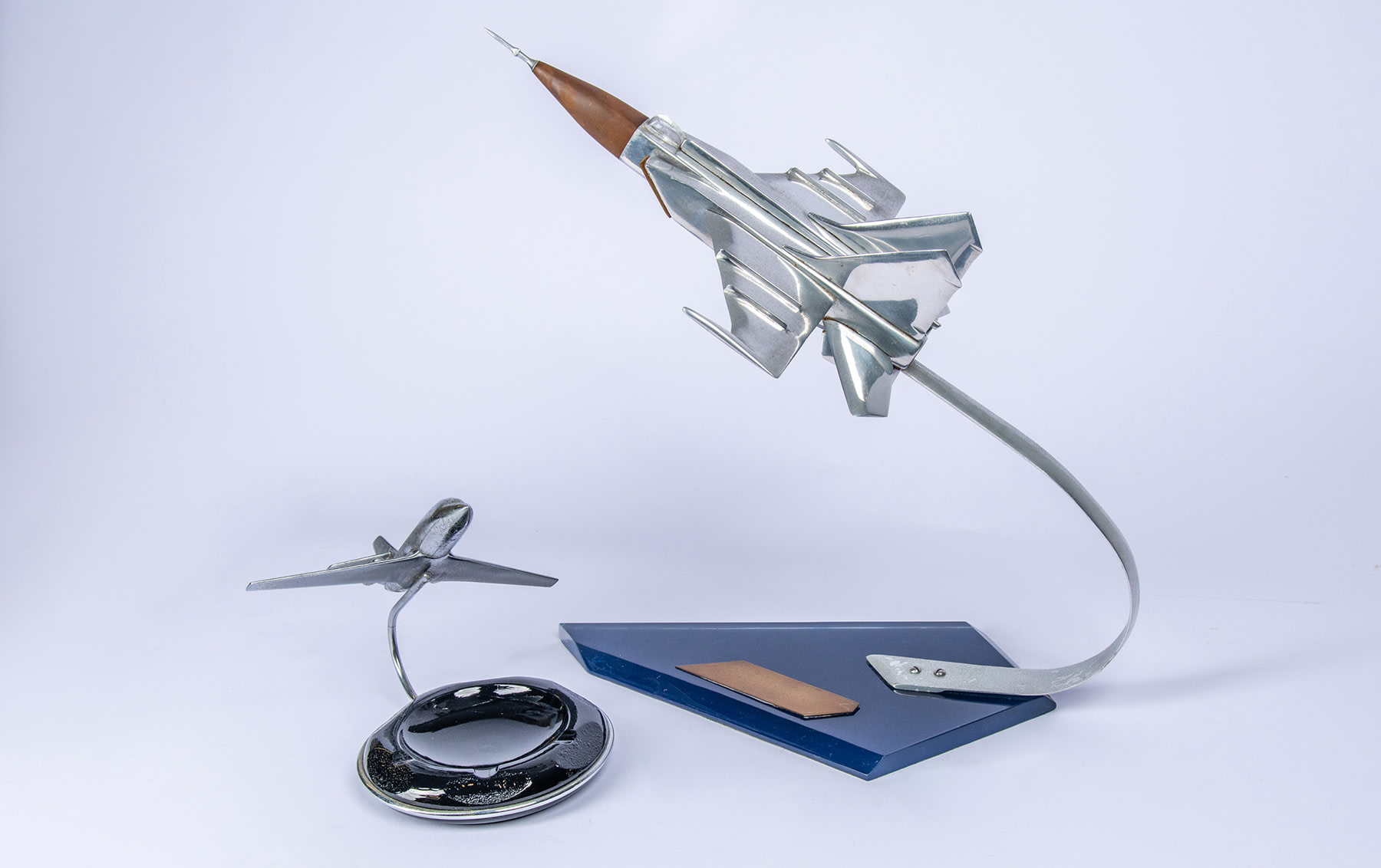 Lystere 20 Aircraft Ashtray and MiG 25 Fighter Jet Desk Piece