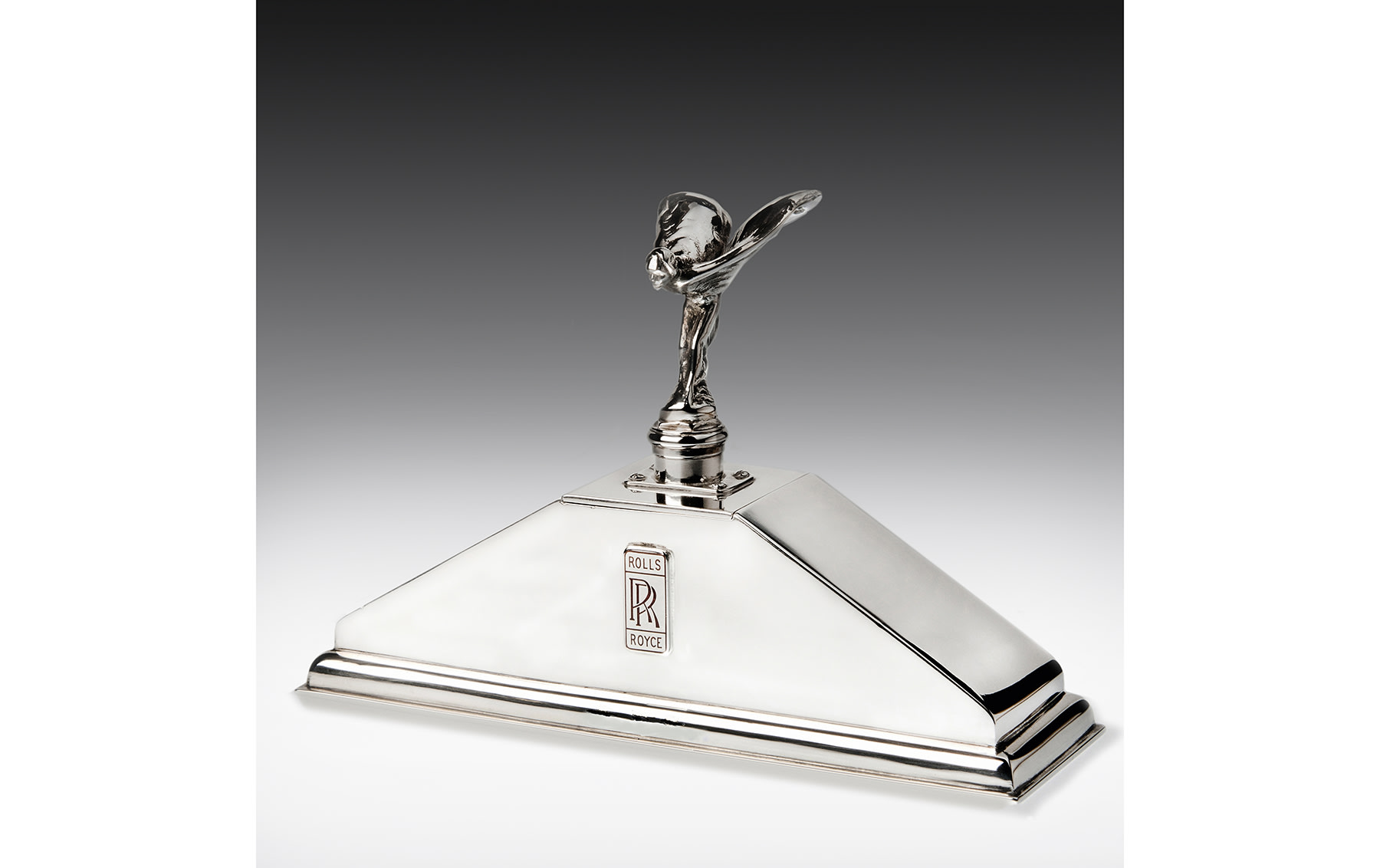 c. 1929 Sterling Silver Rolls-Royce Desk Inkwell and Silver-Plated Propeller Lapel Pin