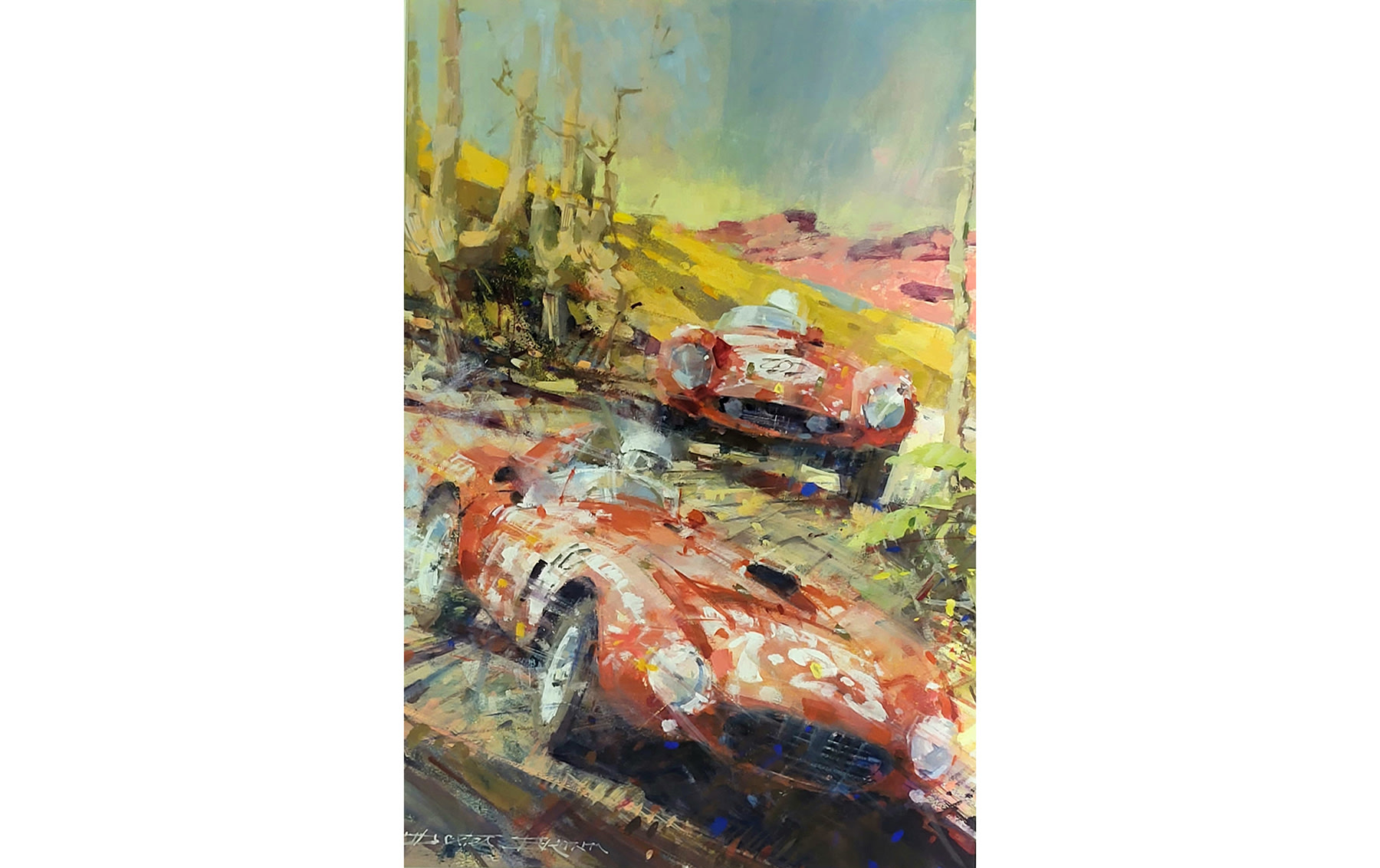 1954 Carrera Panamericana, Original Gouache on Artboard, by Dexter Brown