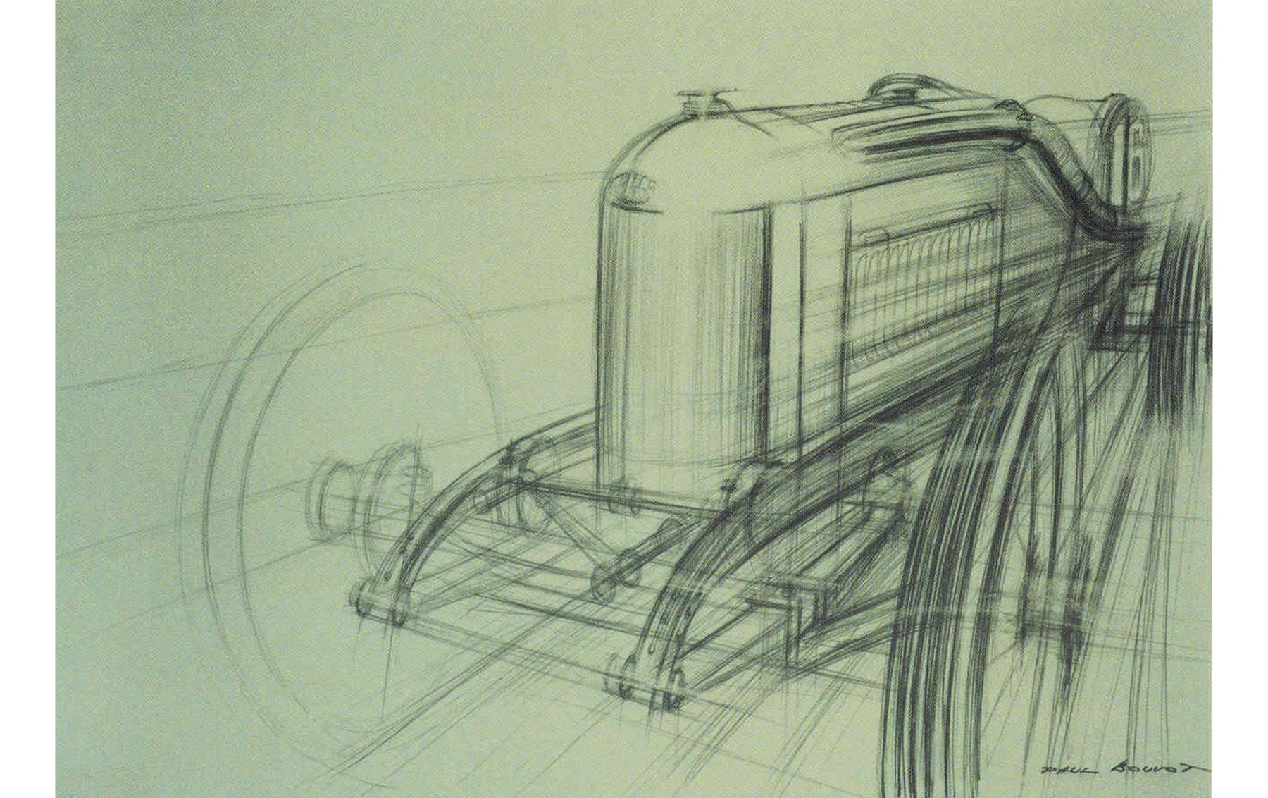 Delage Grand Prix 1930, Original Artwork by Paul Bouvot, 1987