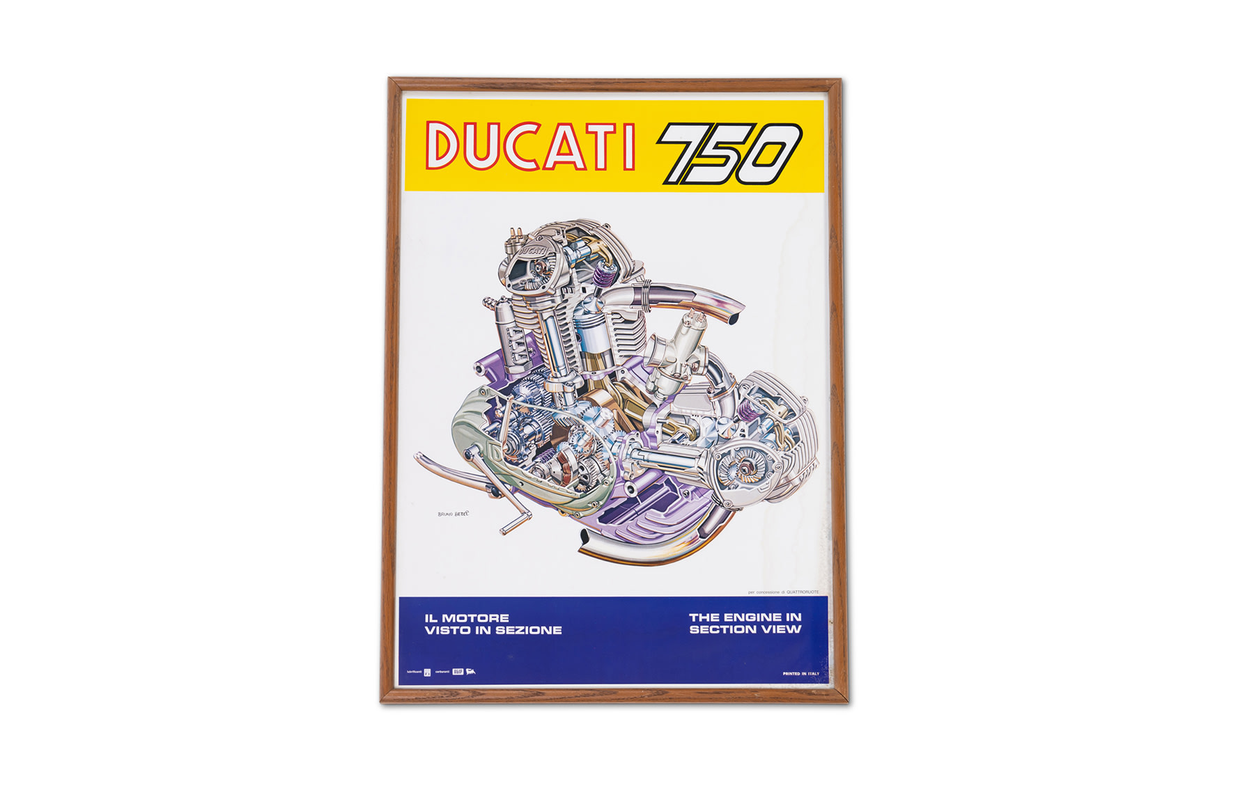 Ducati 750 Engine in Section View Poster, by Bruno Betti