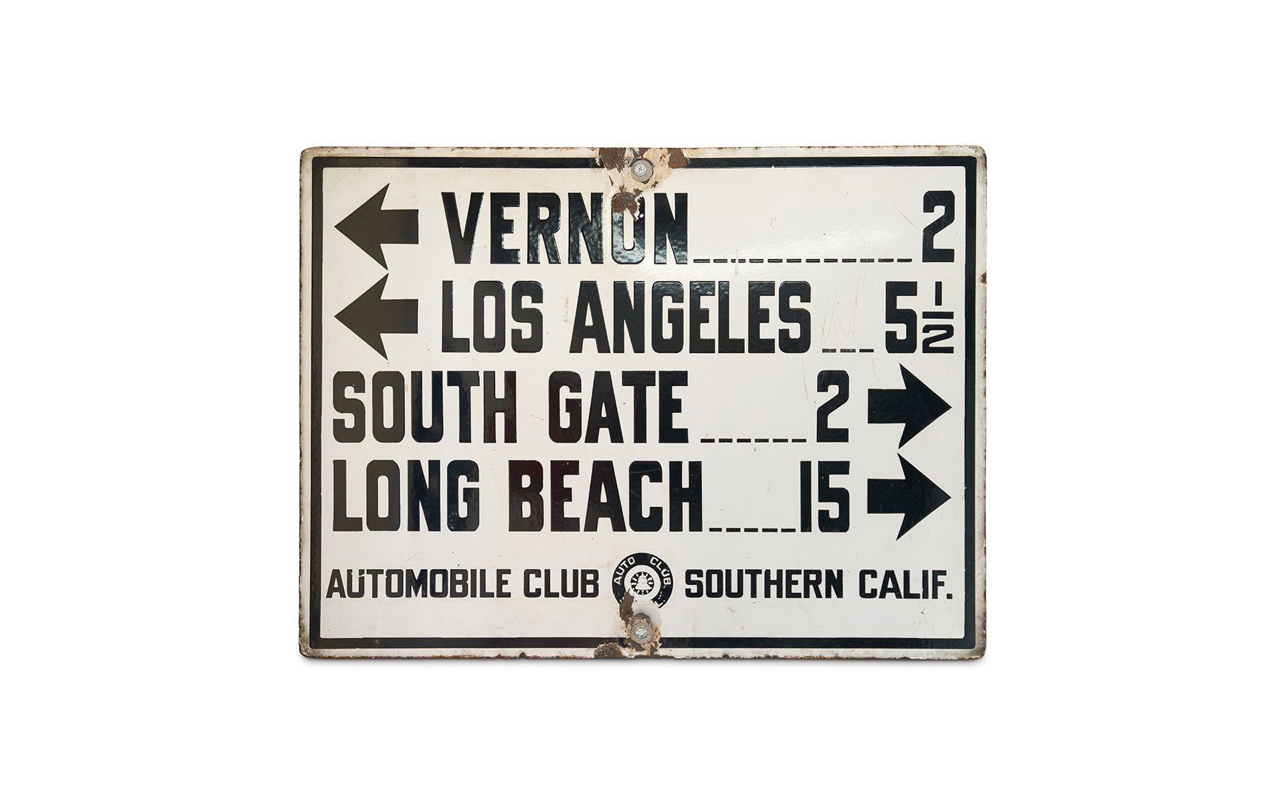 Automobile Club of Southern California Road Mileage Sign