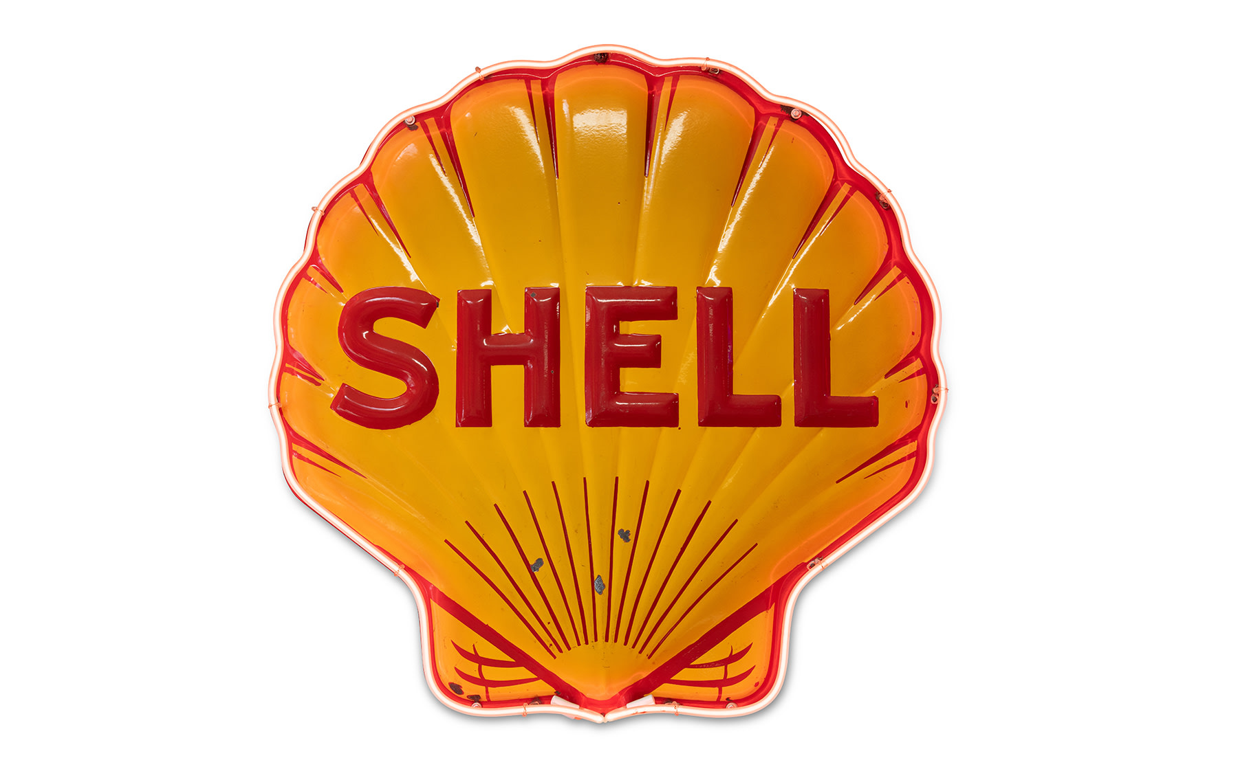 Shell Gasoline Sign with Neon Lights