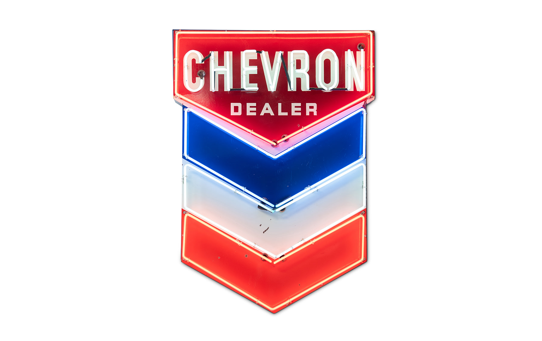 Chevron Gasoline Dealer Sign with Neon Lights