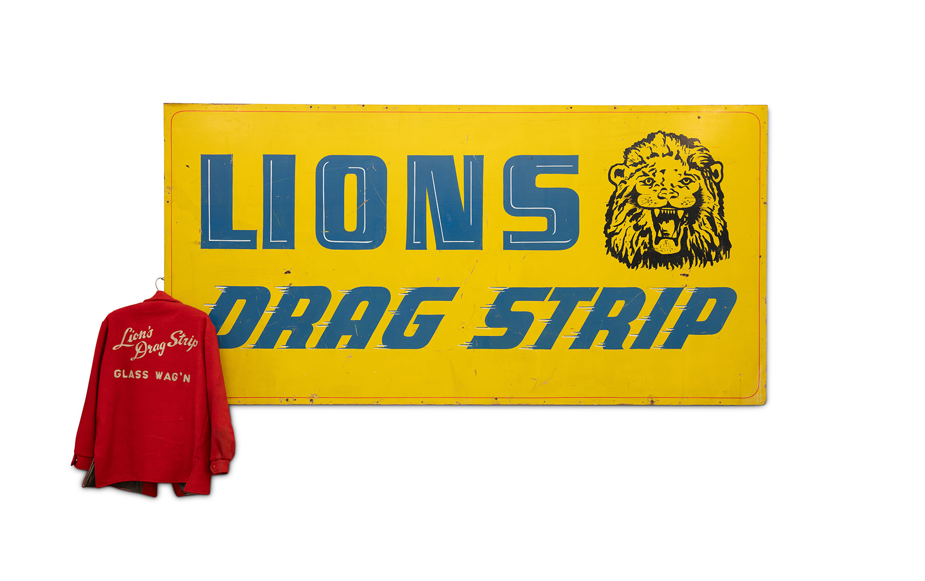 Lions Drag Strip Sign with Glass Wag'n Team Jacket