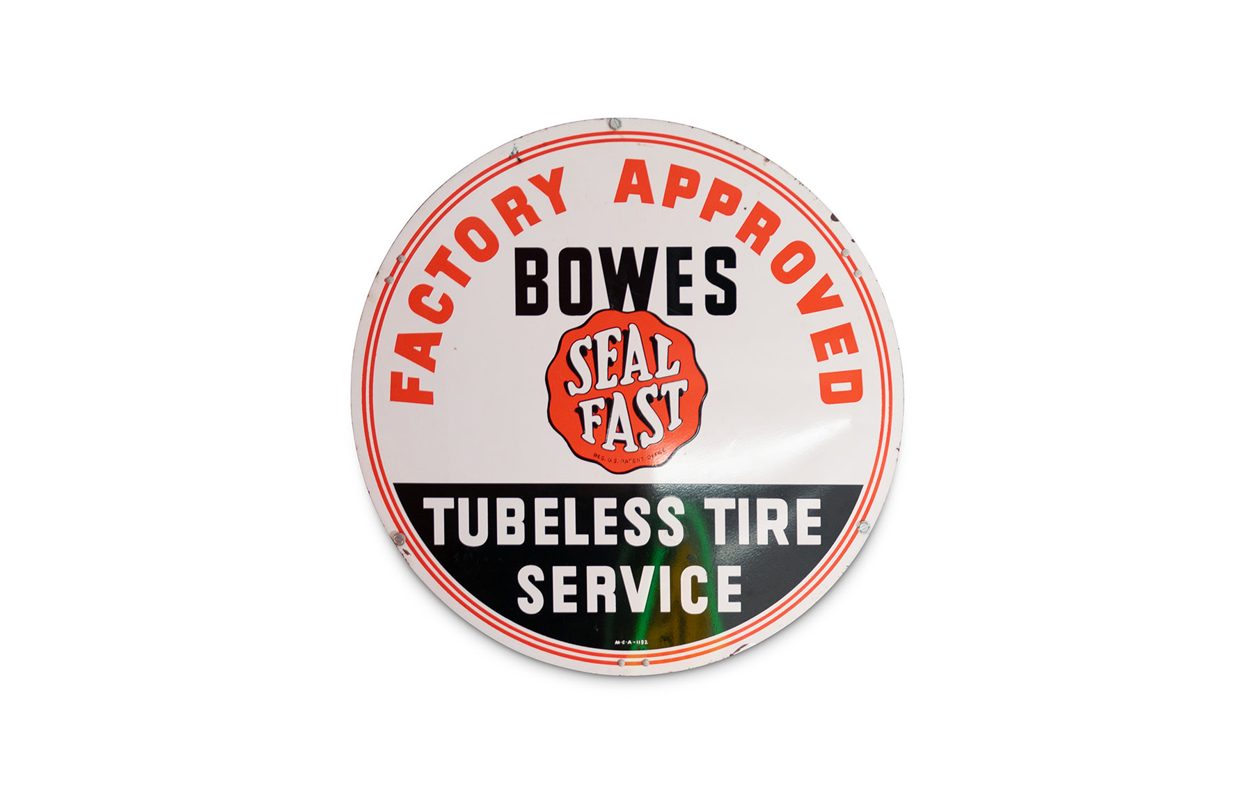 'Factory Approved Bowes Seal Fast Tubeless Tire Service' Sign