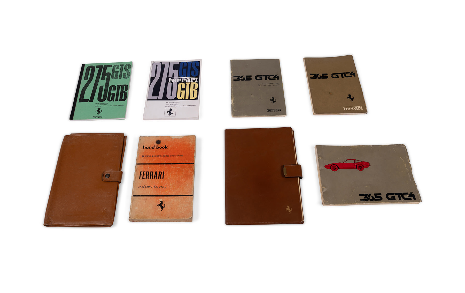 Manual Set Including Leather Portfolio for Ferrari 330/365 GTC and Assorted Reprinted Manuals for Ferrari 275