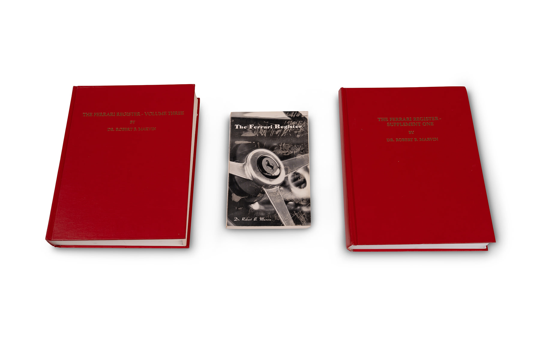 'The Ferrari Register,' Volume 1, Volume 3, and Supplement 1, Signed by Author Dr. Robert B. Marvin