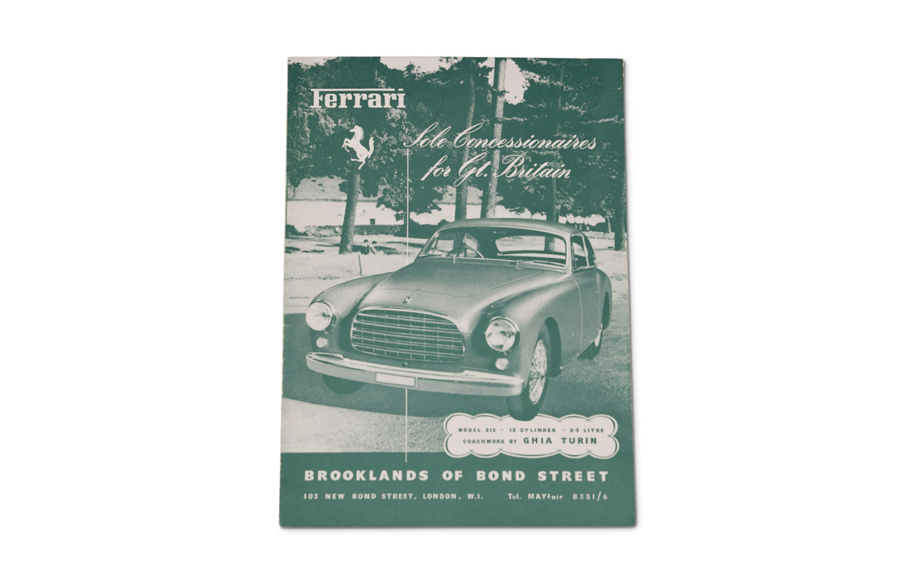 Ferrari 212 America Sales Brochure from Brooklands of Bond Street, c. 1952