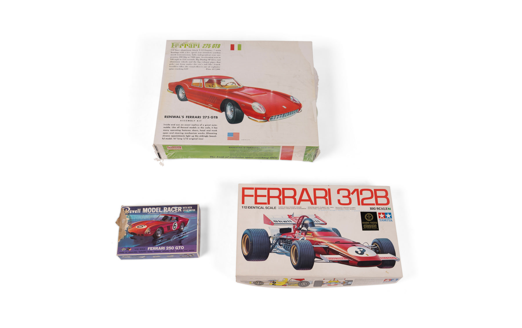 Three Ferrari Scale Model Kits