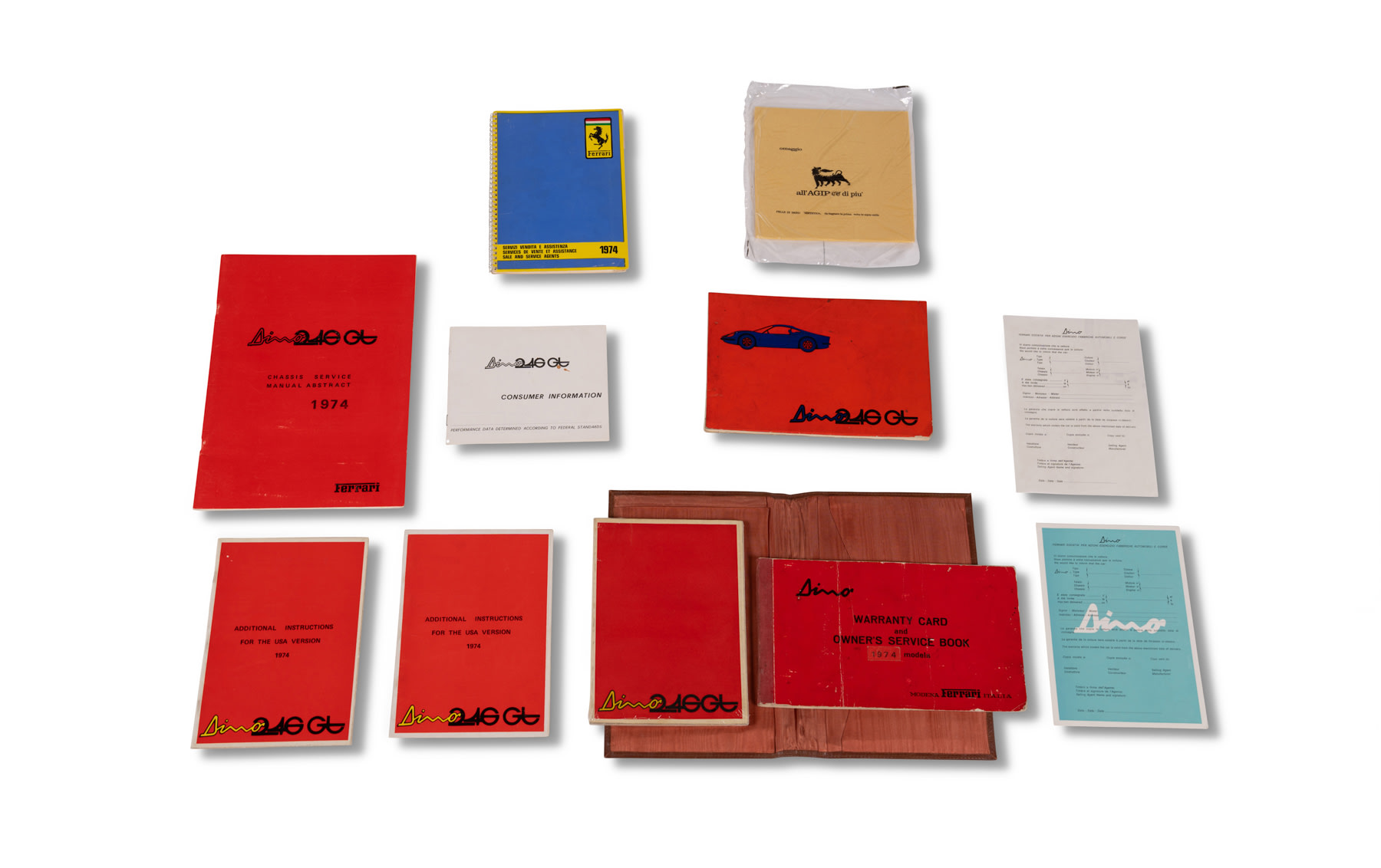 Ferrari Dino 246 GTS Manual Set with Warranty Card for Chassis 8232