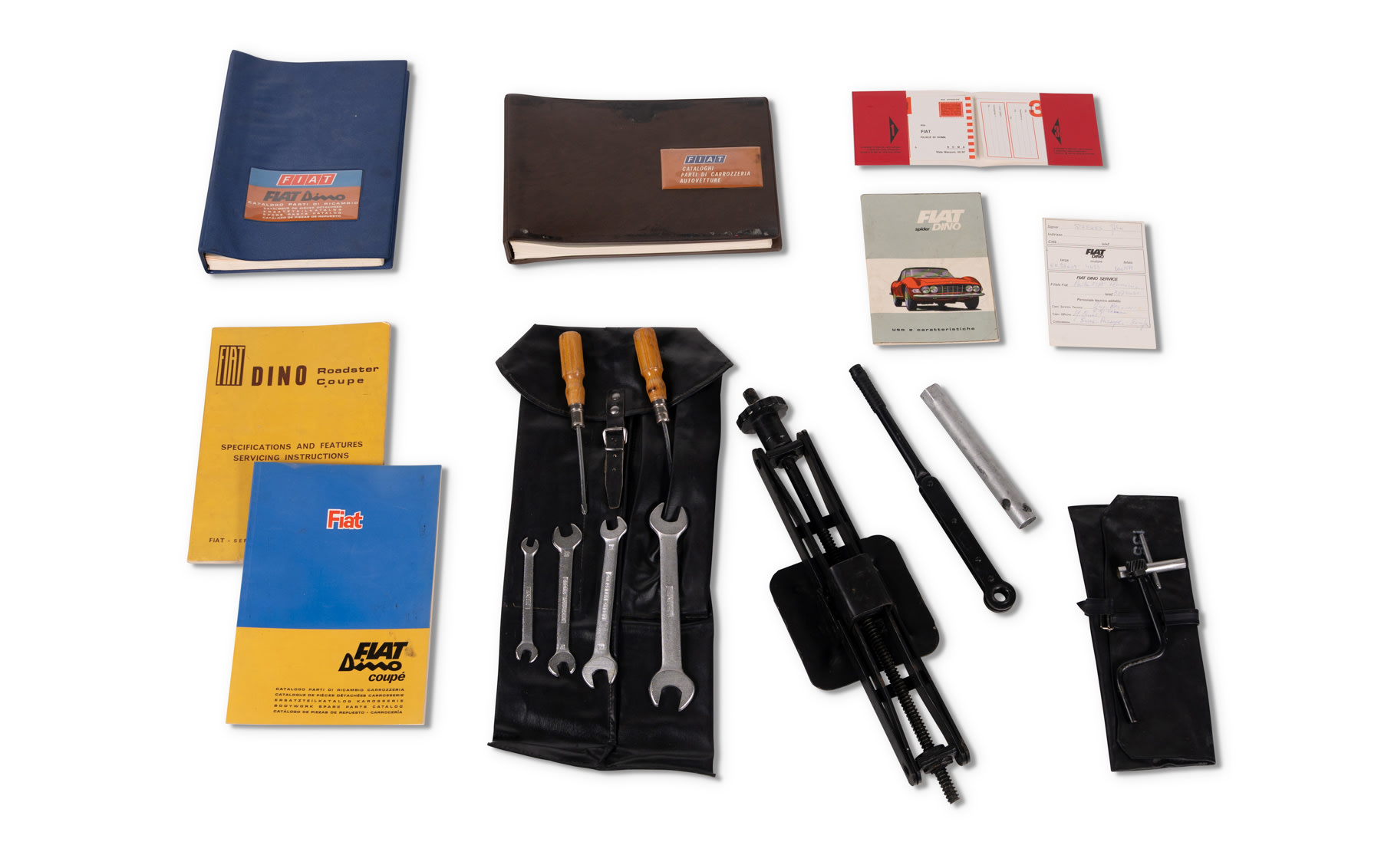 Fiat Dino Tool and Jack Kit with Fiat Dino Manuals