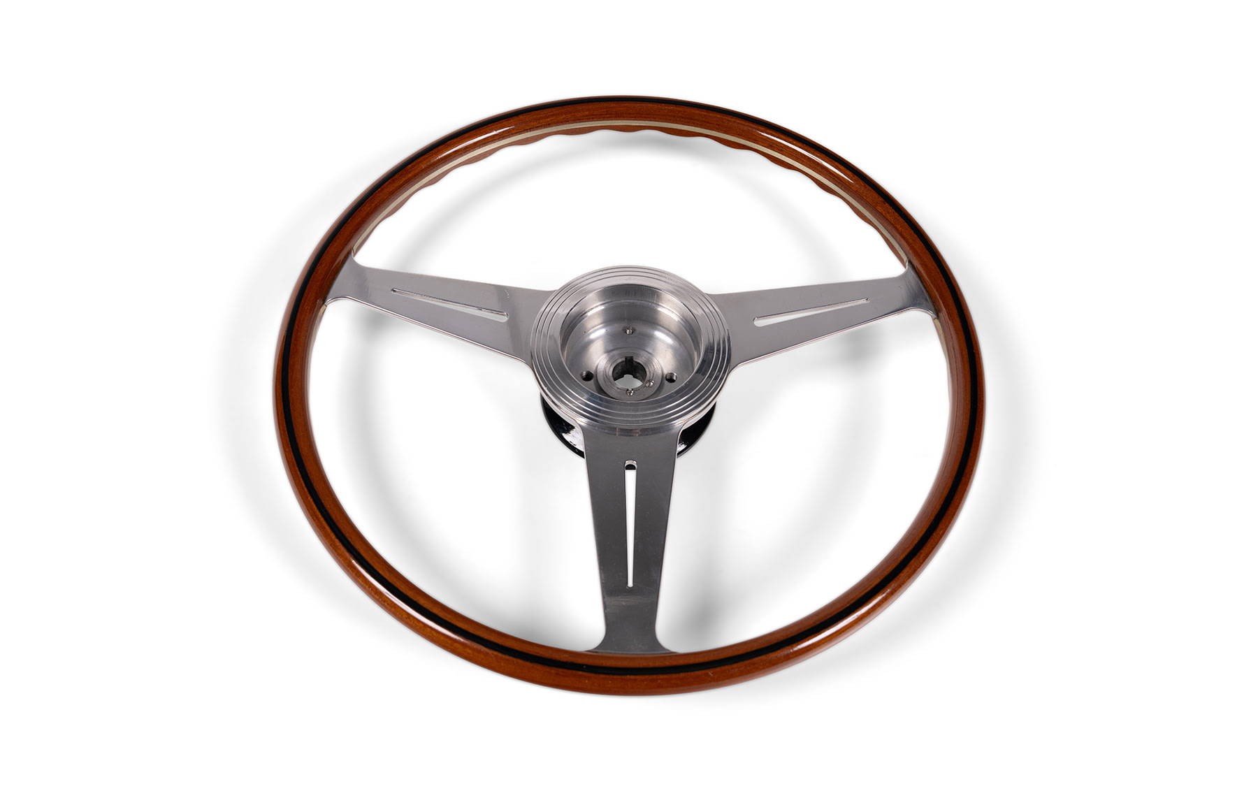 Wood-Rimmed Nardi Steering Wheel, Marked 'E. Nardi'