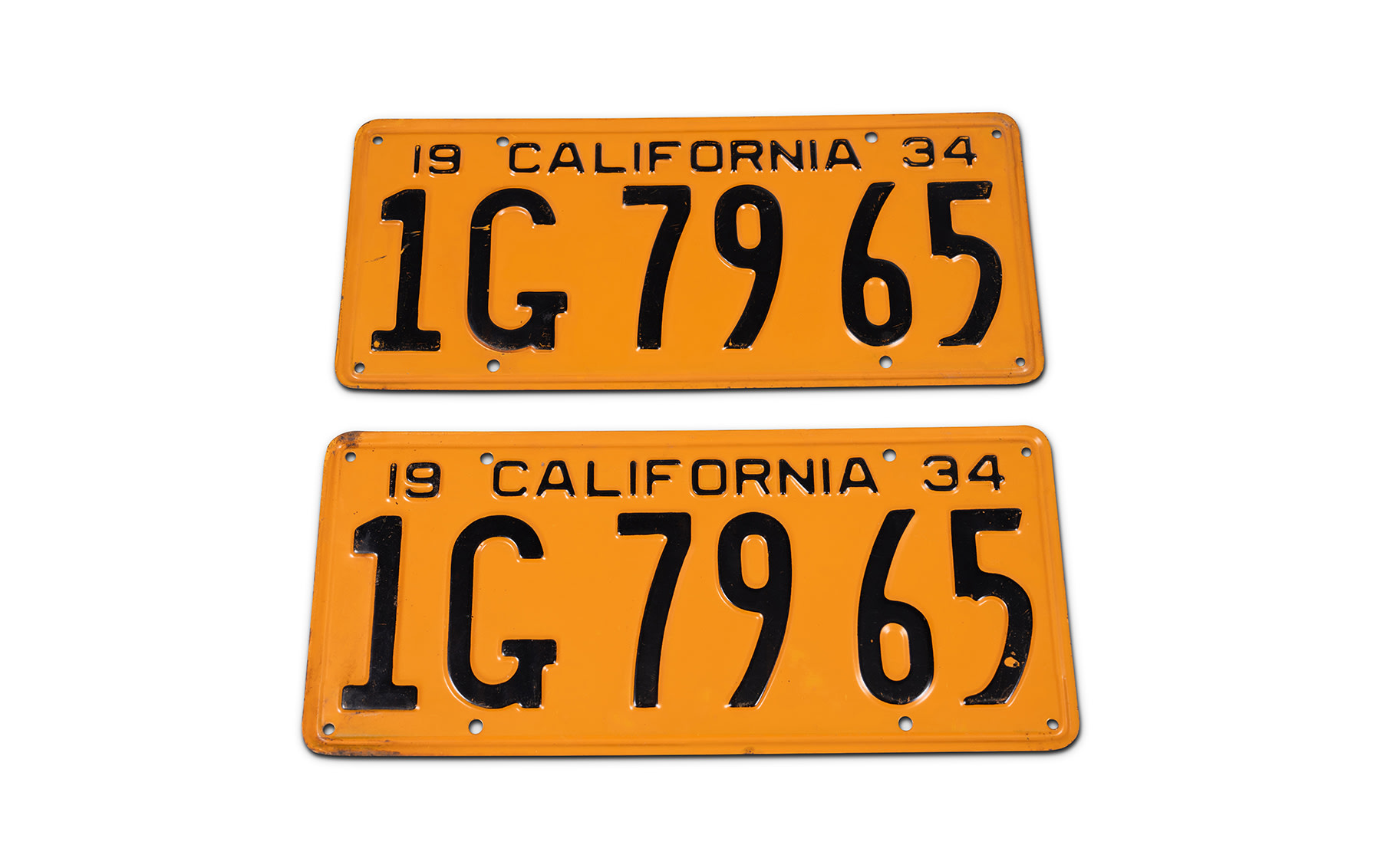 Matched Pair of Unrestored 1934 California License Plates