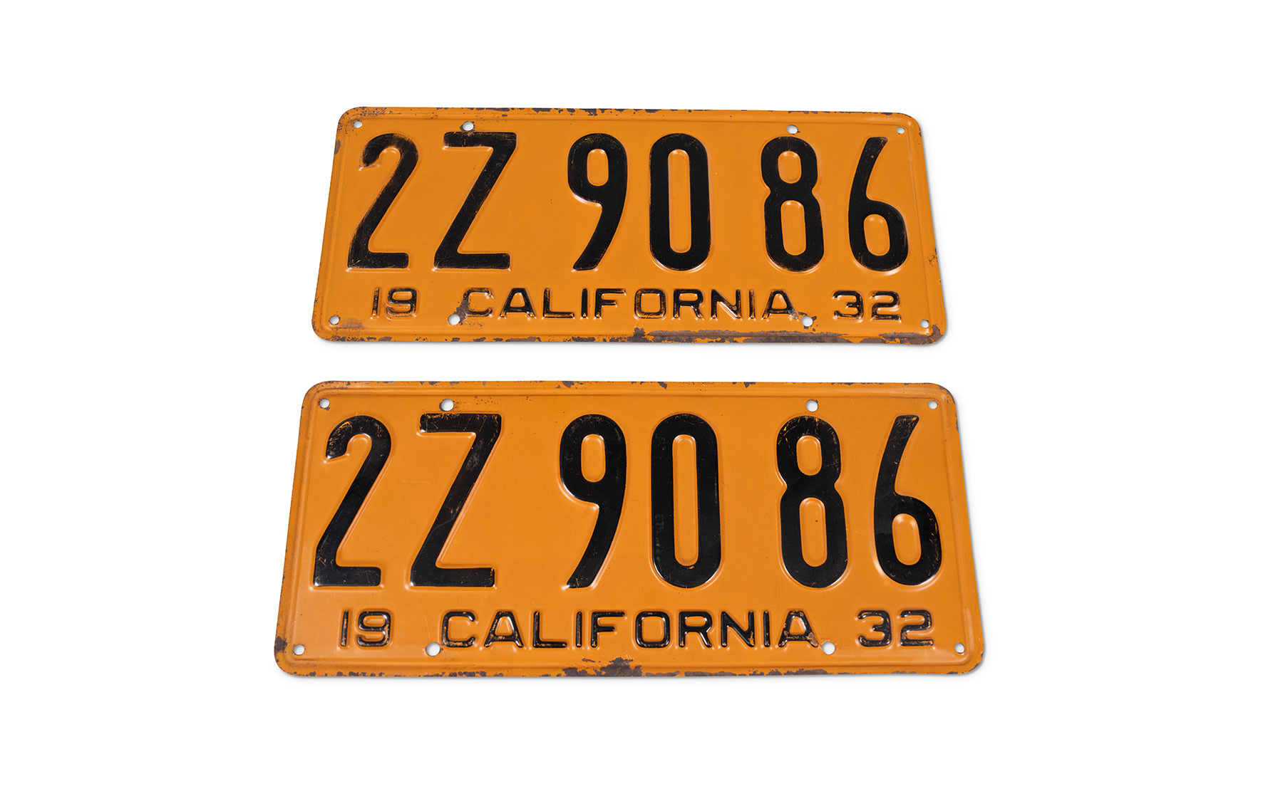 Matched Pair of Unrestored 1932 California License Plates