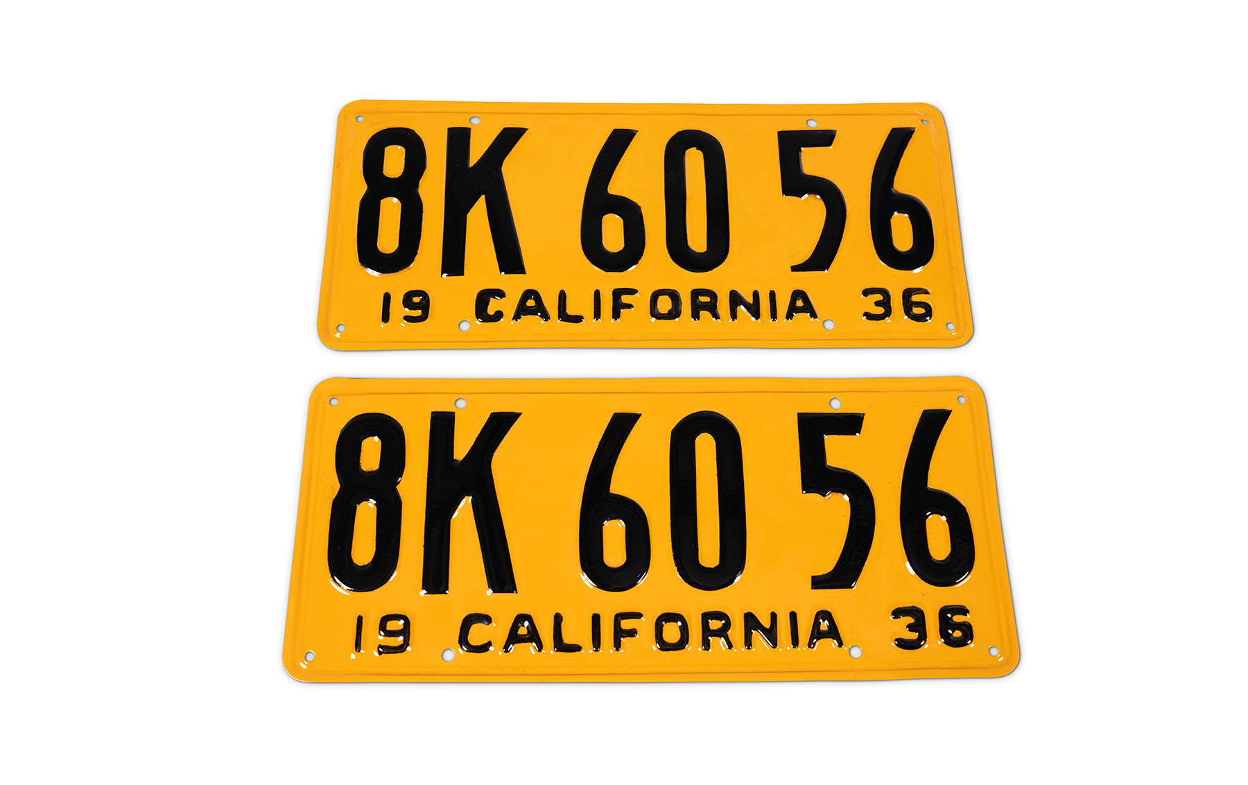 Matched Pair of 1936 California License Plates