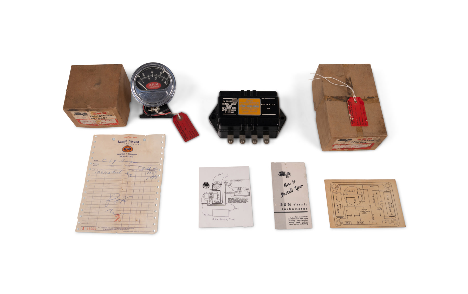 New Old Stock Sun Electric Corporation Tachometer with Transmitter