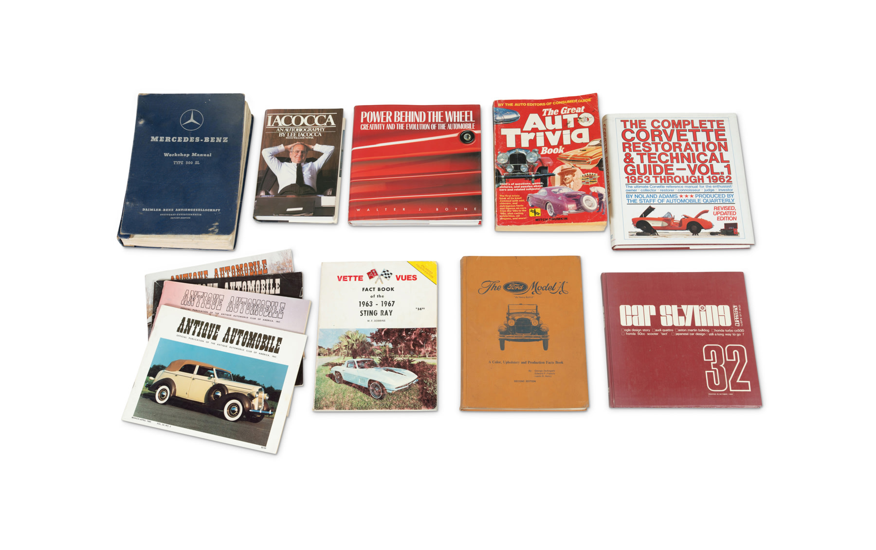 Selection of Automotive Books and Mercedes-Benz 300 SL Workshop Manual
