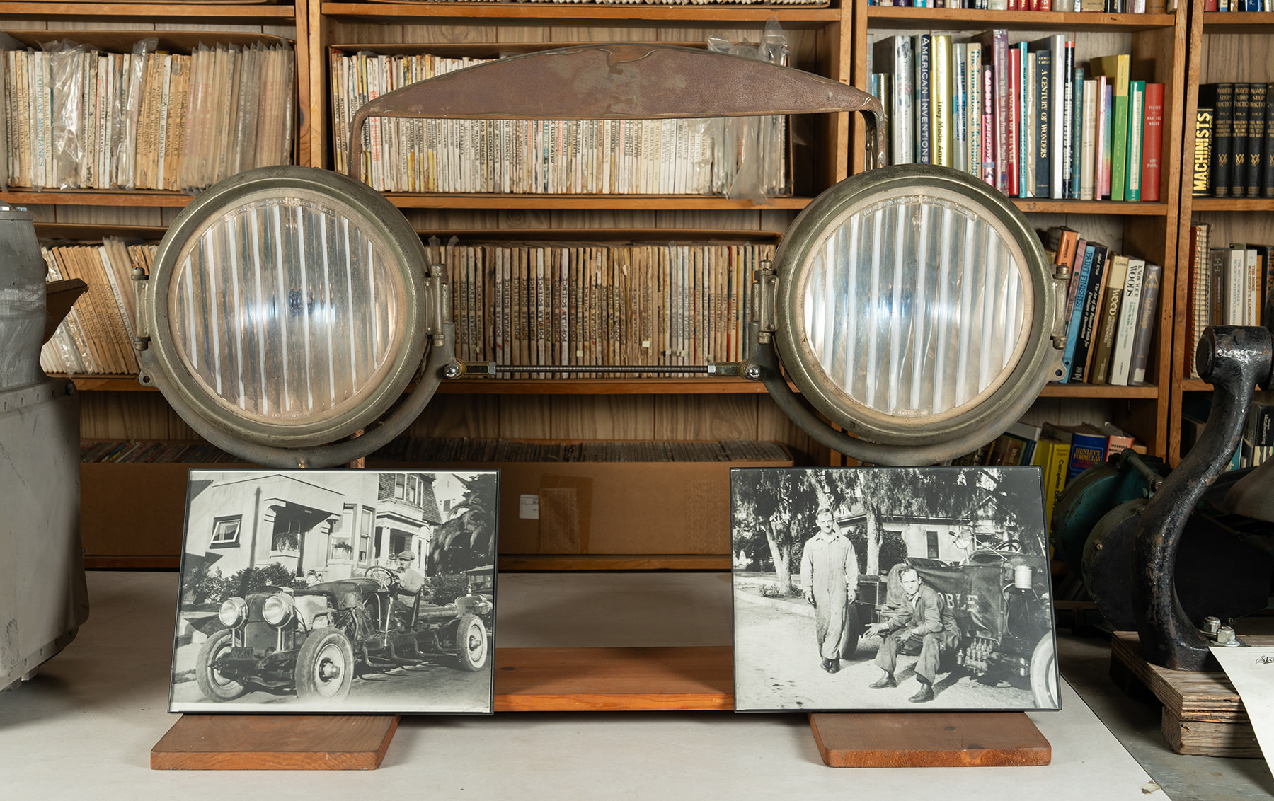 Doble Condensor Shell, Murphy Headlights, and Framed Photographs