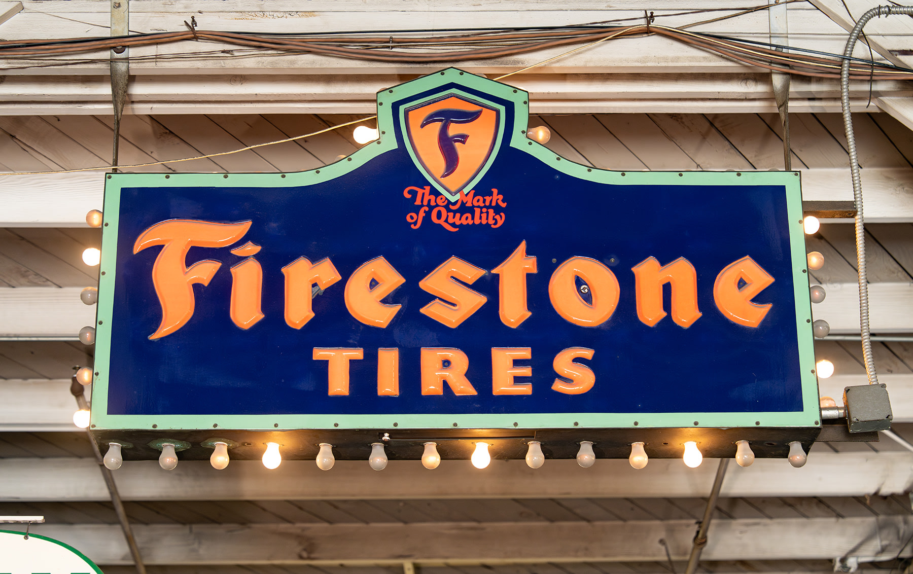 Large Illuminated Firestone Tires Sign